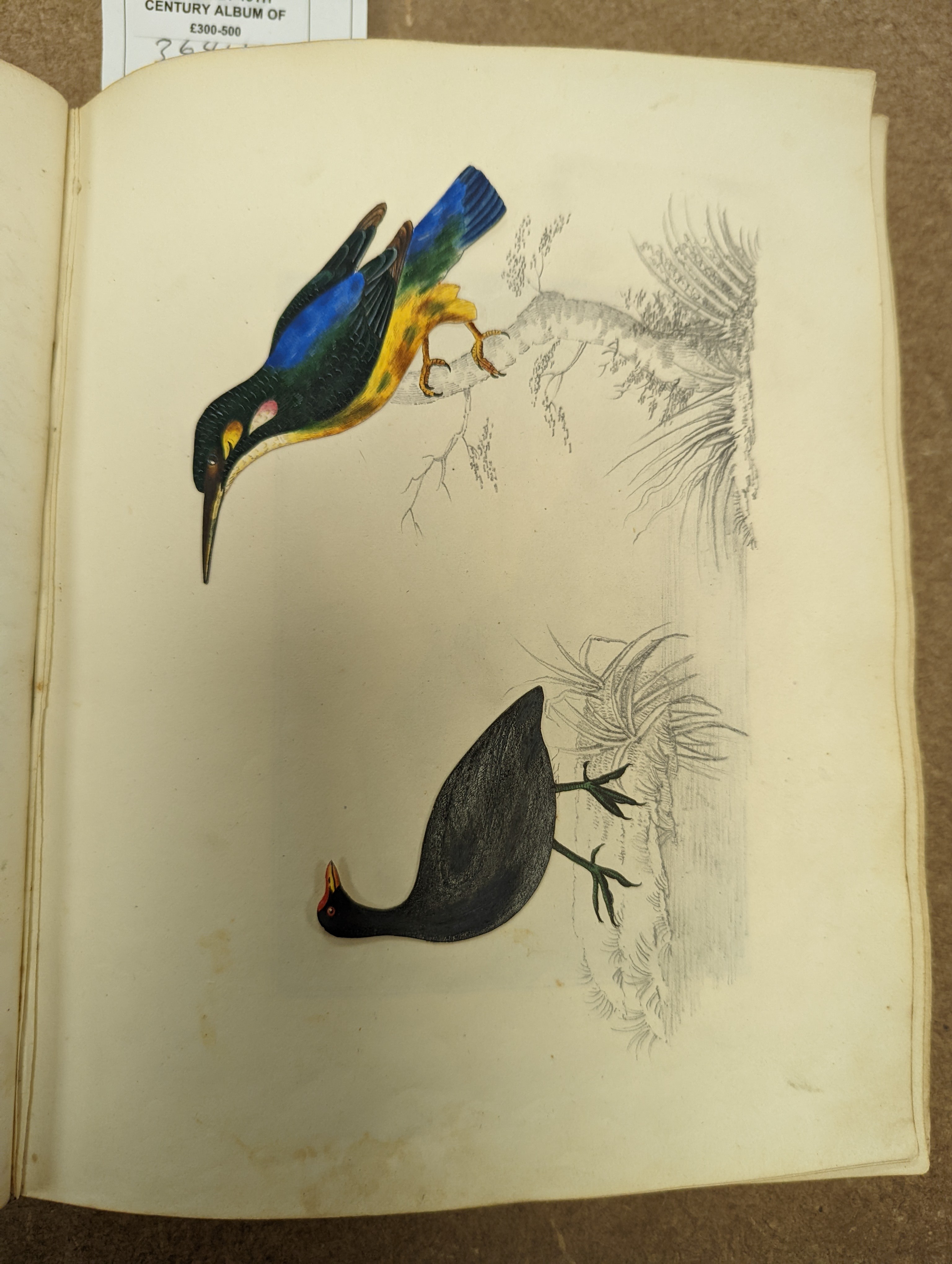 An early 19th century album of 152 watercolours, and pencil and ink drawings, including natural history still life subjects, land and seascapes and vignettes, many with accompanying verse and prose, by approximately 30 d